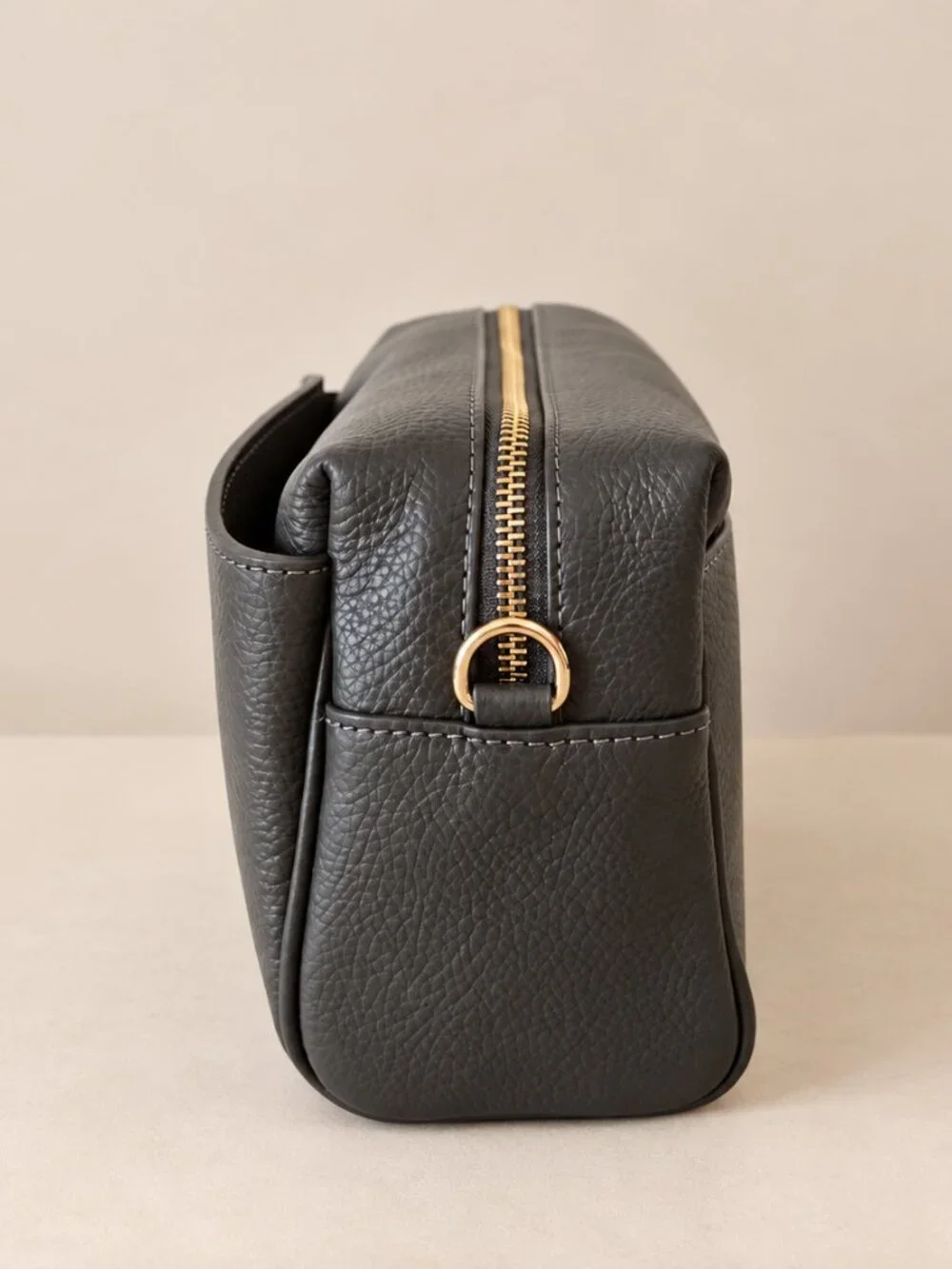 Grey Genuine Leather Crossbody Bag, Italian Leather Shoulder Bag